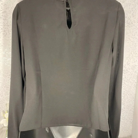Forever 21 Women's Black Sheer Long Sleeve Top Small Minimalist Elegant - Picture 8 of 9